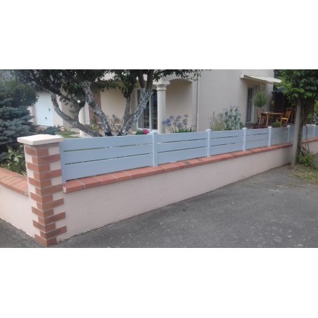 Clôture PVC sans cadre lisses horizontales de 160 mm couleur grise