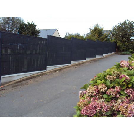Clôture grillagée avec soubassement béton gris anthracite
