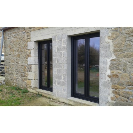 2 portes-fenêtres 2 vantaux-en ALU de couleur noire
