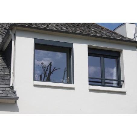 Ensemble de châssis fixe et fenêtres 2 vantaux en ALU de couleur gris anthracite