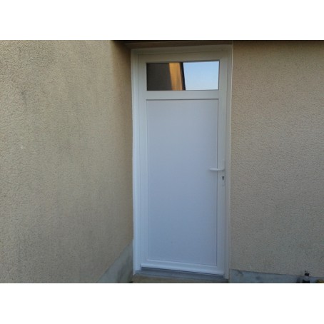 Porte de service en PVC avec oculus de couleur blanche