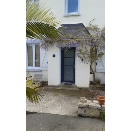 Porte d'entrée en PVC avec panneau de verre de couleur gris anthracite