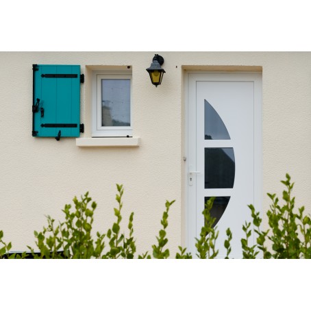 Porte d'entrée en PVC avec panneau décoratif vitré